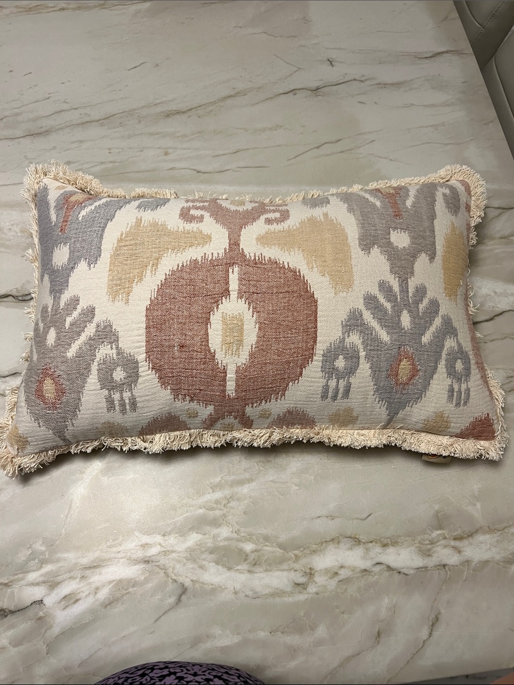 Ikat-Style Pillow by Devi Designs, feather & down insert, zipper closure 16 x 26